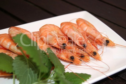 Prawns cooked in a dish