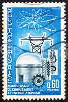 Postage stamp France 1965 Atomic Reactor and Diagram