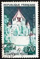 Postage stamp France 1964 Caesar?s Tower, Provins, France