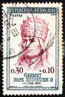 Postage stamp France 1964 Pope Sylvester II, Gerbert