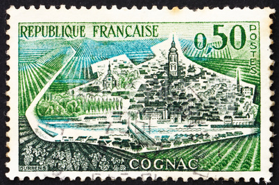 Postage stamp France 1961 View of Cognac, France