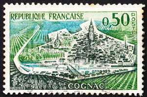 Postage stamp France 1961 View of Cognac, France