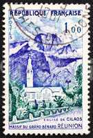 Postage stamp France 1960 Cilaos Church, Reunion Island, Africa