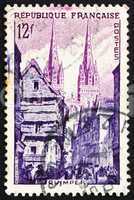 Postage stamp France 1954 Street Corner, Quimper
