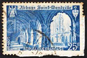 Postage stamp France 1949 Cloister of St. Wandrille Abbey