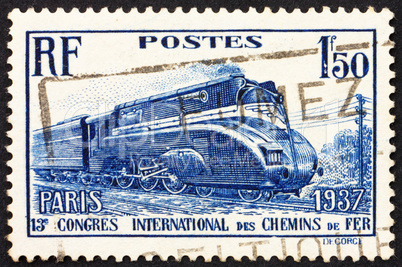 Postage stamp France 1937 Streamlined Locomotive
