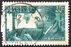 Postage stamp France 1937 Jean Mermoz, Aviator