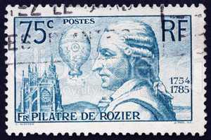 Postage stamp France 1936 Pilatre de Rozier and his Balloon