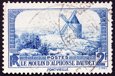 Postage stamp France 1936 Windmill at Fontvielle, Alphonse Daude