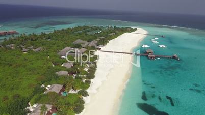 aerial view of beautiful island with sandy beach