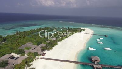 aerial view luxury resort on beautiful tropical island