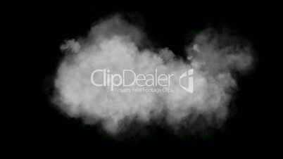 Cloud, isolated on black background, loop