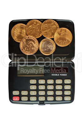 Calculator and coins