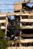 Damaged building after bombing, Belgrade, Serbia