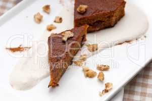 fresh healthy carrots and walnuts cake dessert