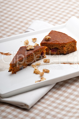 fresh healthy carrots and walnuts cake dessert