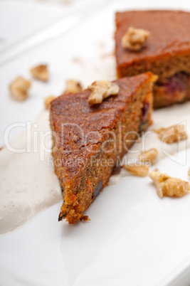 fresh healthy carrots and walnuts cake dessert