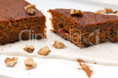 fresh healthy carrots and walnuts cake dessert