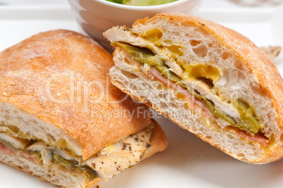 Italian ciabatta panini sandwich chicken