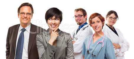 Mixed Race Women and Businessman with Doctors or Nurses