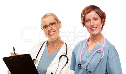 Group of Doctors or Nurses on a White Background