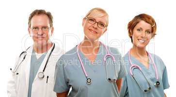 Group of Doctors or Nurses on a White Background