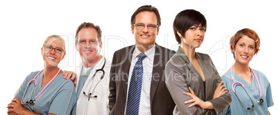 Mixed Race Women and Businessman with Doctors or Nurses