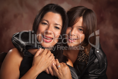 Attractive Hispanic Mother and Daughter Portrait