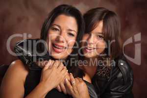 Attractive Hispanic Mother and Daughter Portrait