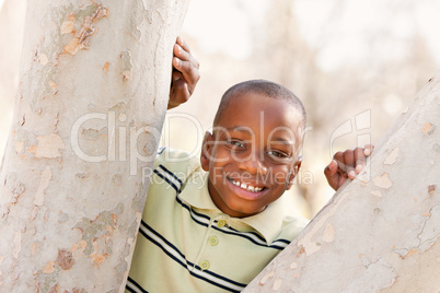 Young African American Boy Playing in the Park