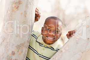 Young African American Boy Playing in the Park