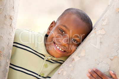 Young African American Boy Playing in the Park