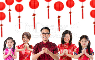 Group of Chinese people greeting