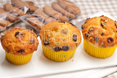 fresh chocolate and raisins muffins