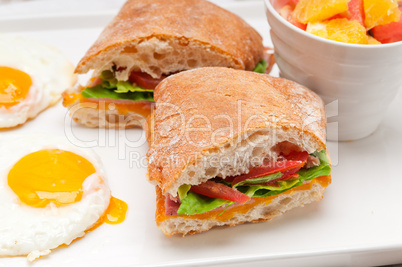 ciabatta panini sandwich eggs tomato lettuce