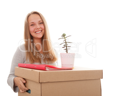 girl with a box on a head