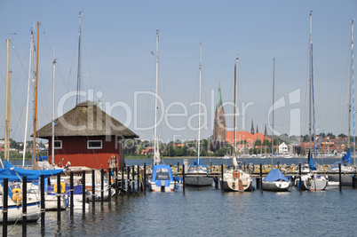 Bootshafen bei Haitabu mit Blick nach Schleswig