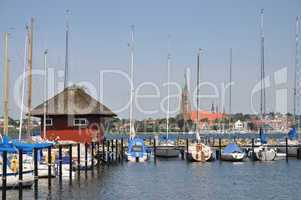 Bootshafen bei Haitabu mit Blick nach Schleswig