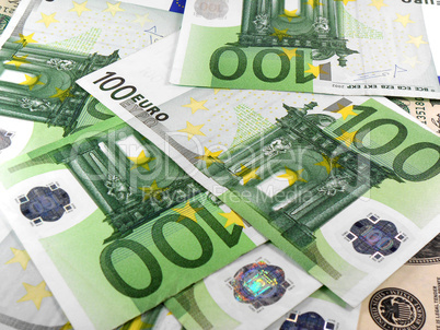 Background with different european union banknotes