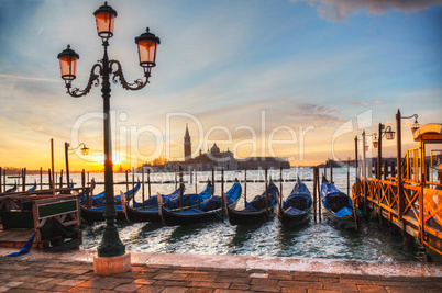 Gondolas floating in the Grand Canal