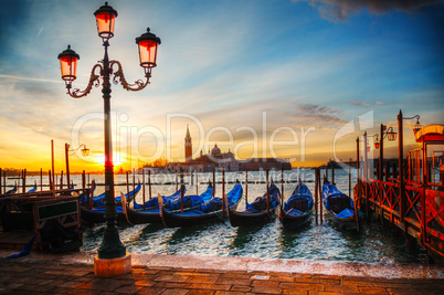 Gondolas floating in the Grand Canal