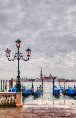 Gondolas floating in the Grand Canal