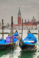 Gondolas floating in the Grand Canal