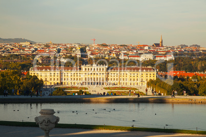Schonbrunn palace in Vienna at sunset