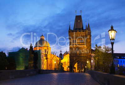 Charles bridge in Prague early in the morning