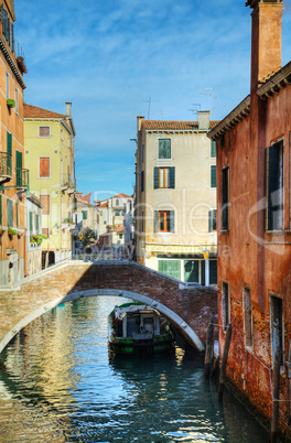 Narrow canal in Venice, Italy