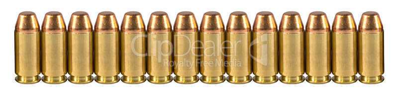 Bullets in a line isolated on white