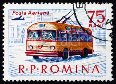 Postage stamp Romania 1963 Trolley Bus, Transport