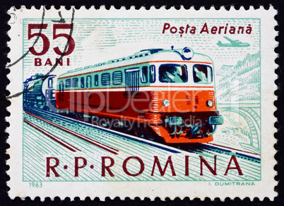 Postage stamp Romania 1963 Diesel Locomotive, Transport