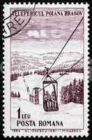 Postage stamp Romania 1964 Ski Lift, Polana Brasov